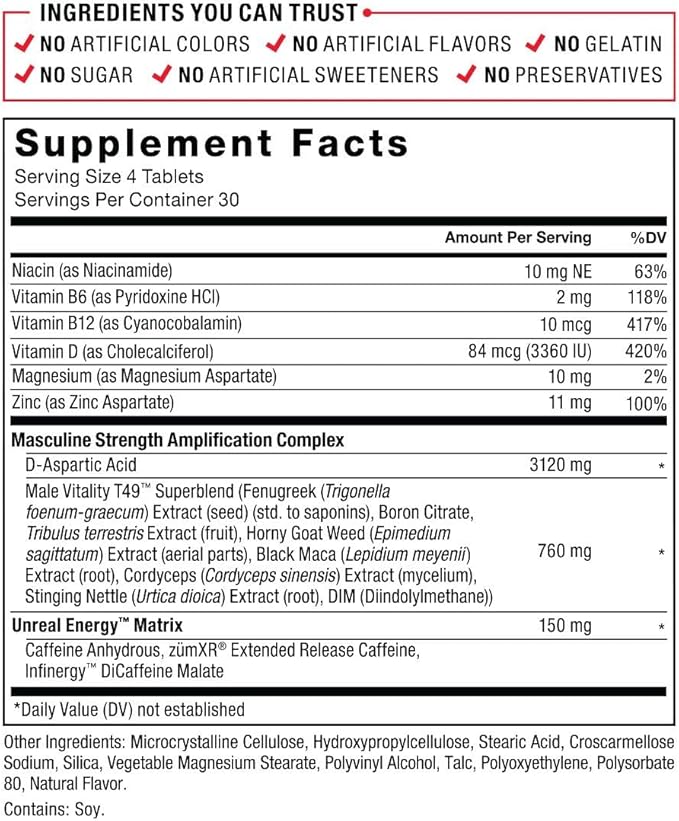 FORCE FACTOR Test X180 Boost Testosterone Booster and Energy Supplement for Men, Boost Energy, Increase Stamina, Enhance Vitality and Performance, with D-Aspartic Acid and Fenugreek, 120 Tablets