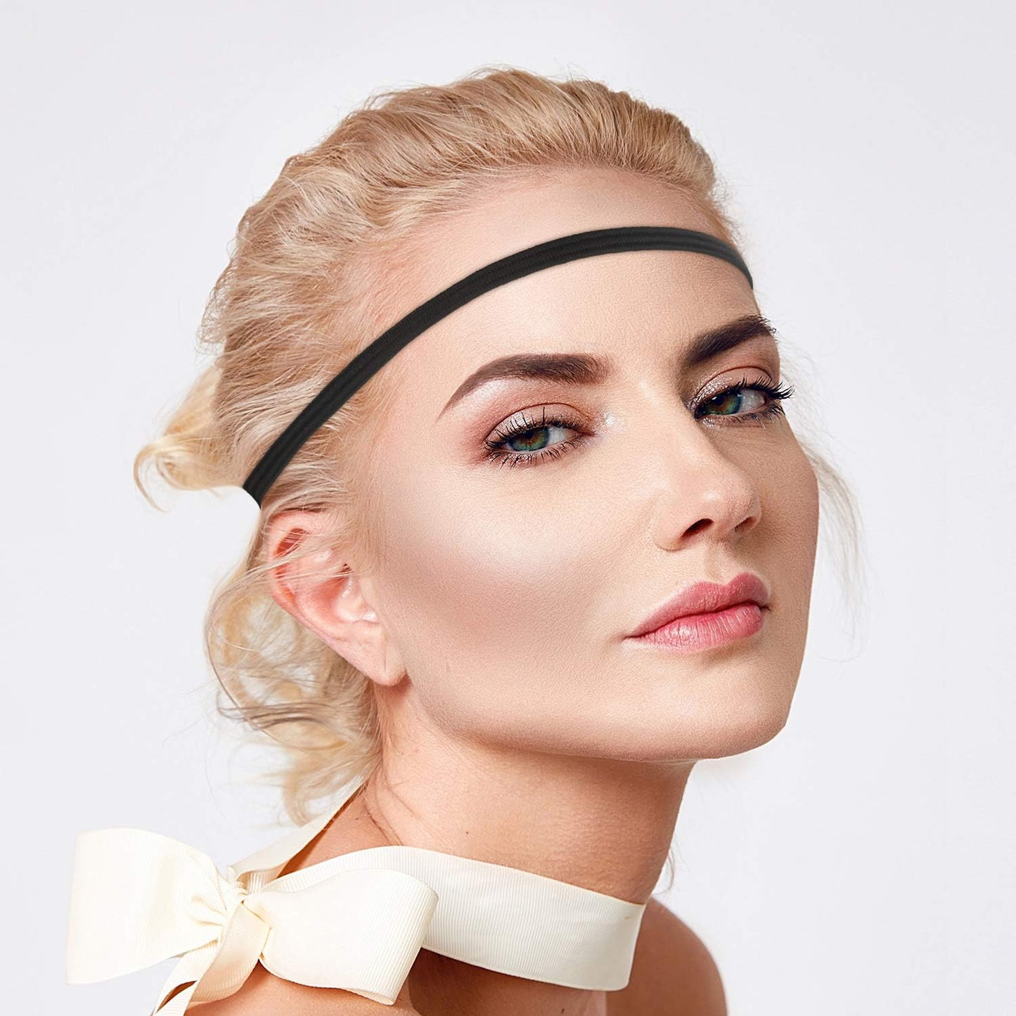 24 Pieces Thin Sports Elastic Headbands Black Skinny Athletic Exercise Hair Bands No Crease Soft Sweatband for Men Women Workout Running Football, Basketball, Soccer, Tennis, Yoga, Sports, Non Slip