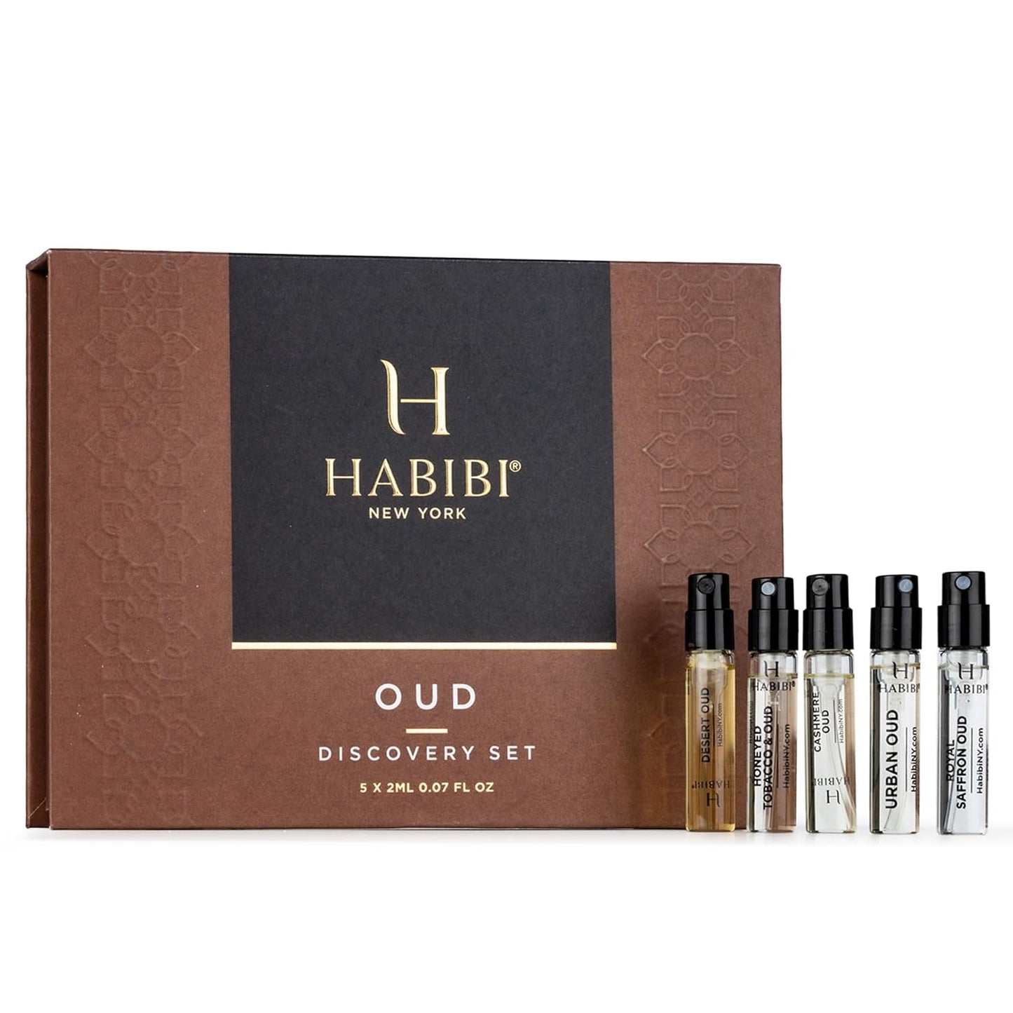 H HABIBI Oud Perfume Discovery Sample Set – Luxury Eau De Parfum & Cologne Sampler Sets for Men & Women, Travel Size Gift Set, Made in USA, 5 x 2ml