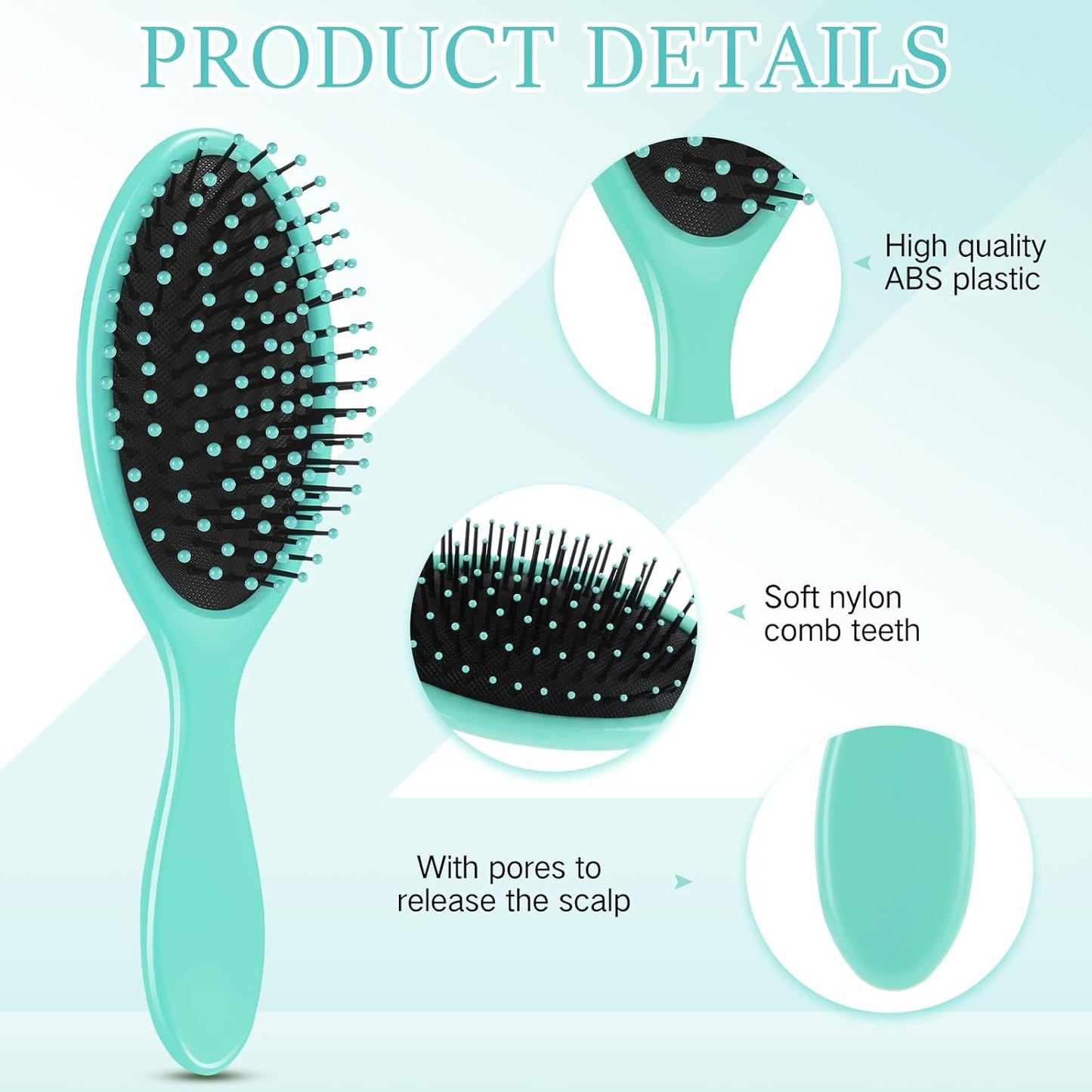 Nuenen 6 Pcs Wet Detangler Hair Brush Travel Dry Hair Brushes Detangling Hairbrush with Soft Bristles for Women Men Girls Boys (Green)