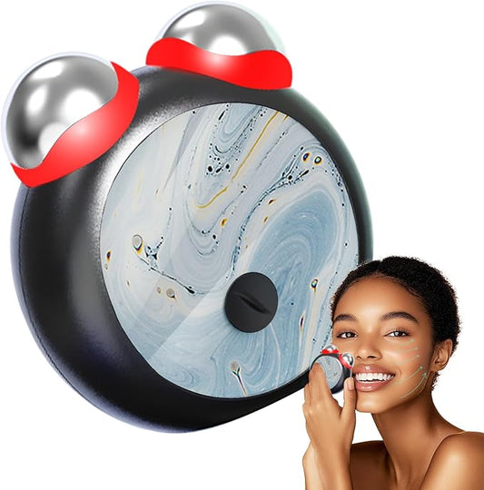 Blue Light Microcurrent Facial Device Two-Tone Light Enhances Ability to Lift Face and Tighten Skin Massager for Face Skin Tightening Facial Wrinkle Equipment USB- Black