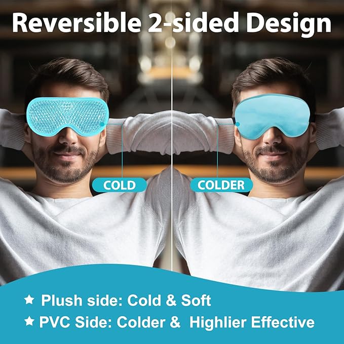 BeeVines Gel Eye Mask, 2 Pack Cooling Ice Masks for Puffy Eyes for Men & Women, Cold & Warm Compress for Post Surgery, Puffiness, Allergies, Sinuses & Migraines Treatment