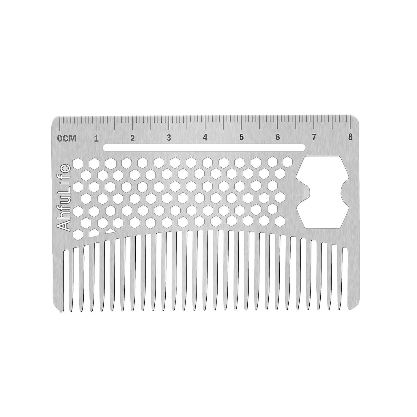 AhfuLife Stainless Steel Metal Hair&Beard Comb - Anti-Static Dual Action Beard Comb - Credit Card Size Combs Perfect for Wallet and Pocket - Presented in Gift Box