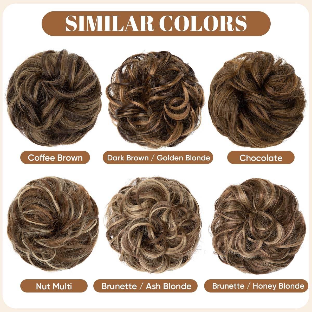 CJL HAIR Large Messy Bun Hair Piece Wavy Curly Scrunchies Synthetic Chignon Ponytail Hair Extensions Thick Updo Hairpieces for Women Chocolate