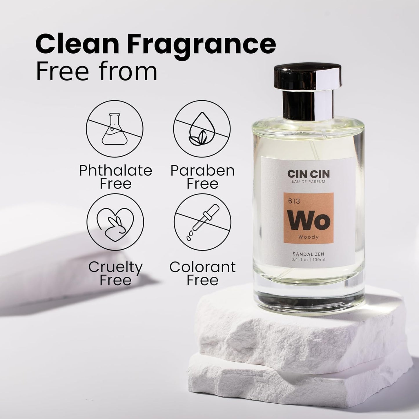 Cin Cin Sandal Zen - Woody 613 EDP 100ml Inspired by S@ntal 3.3 - Clean Classic Perfume and Woody Perfume for Women and Men - Paraben Free, Long-Lasting and Concentrated Eau de Parfum