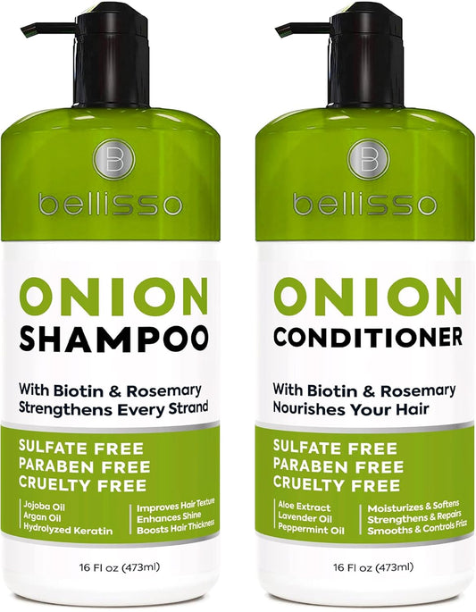 Onion Shampoo and Conditioner Set - With Rosemary and Biotin - Thickening Products for Women and Men - Volumizing Salon Grade Formula for Thinning Hair Care - Hydrating, Moisturizing and Sulfate Free