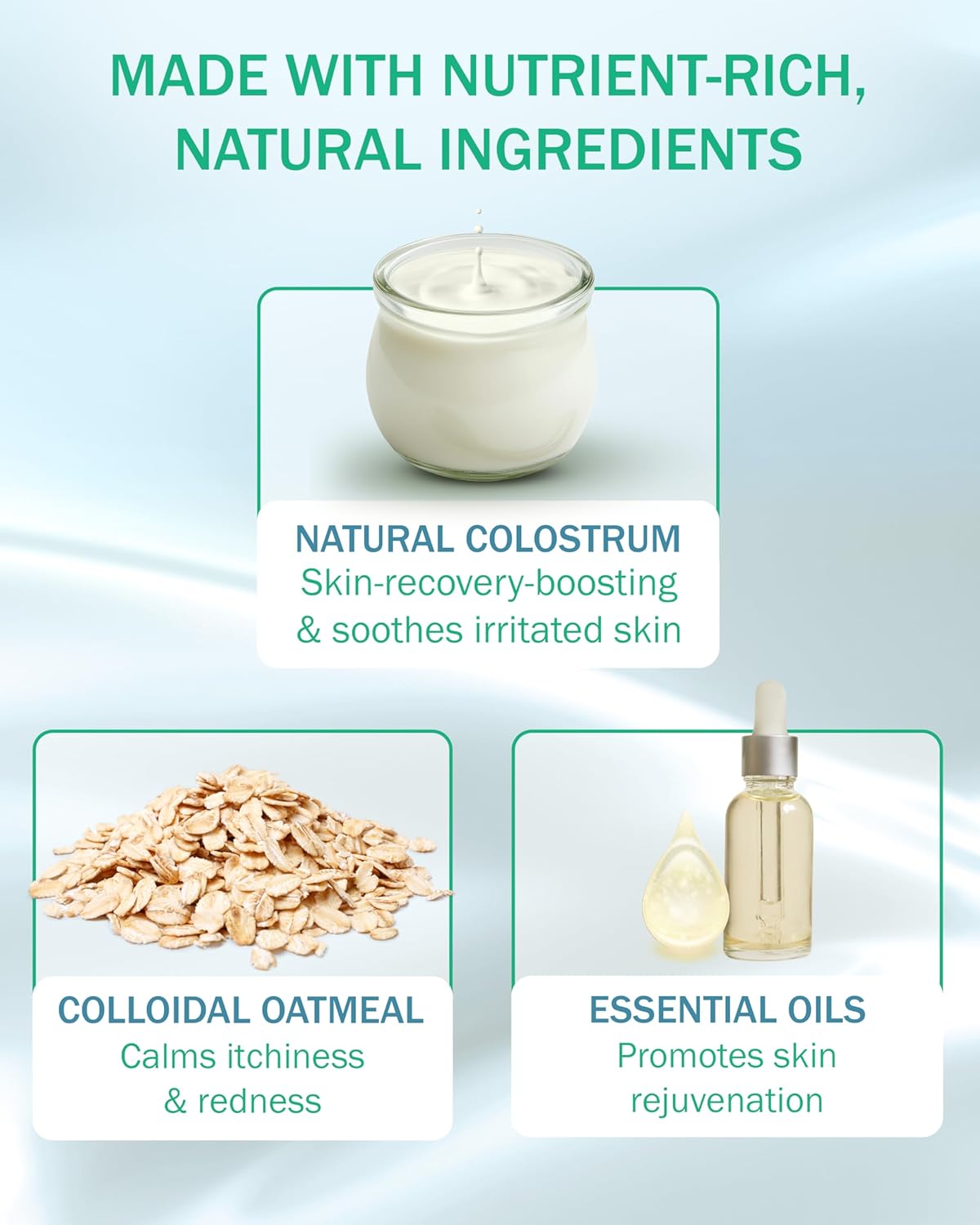 Eczema Cream for Kids & Adults, Colloidal Oatmeal & Colostrum Daily Moisturizing Body Lotion for Sensitive Skin, Soothing Eczema Treatment Relief for Dry & Itchy Skin, Steroid- & Fragrance-Free, 4 oz