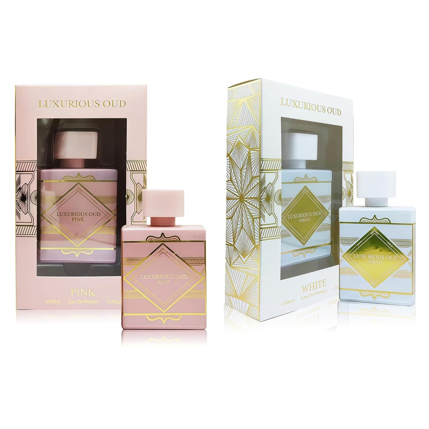 Women Perfume Luxurious Oud Pink&White Set Eau de Parfume Spray Long Lasting Fresh Eau de Toliette for Women 3.4 Fl Oz Each Dily Used