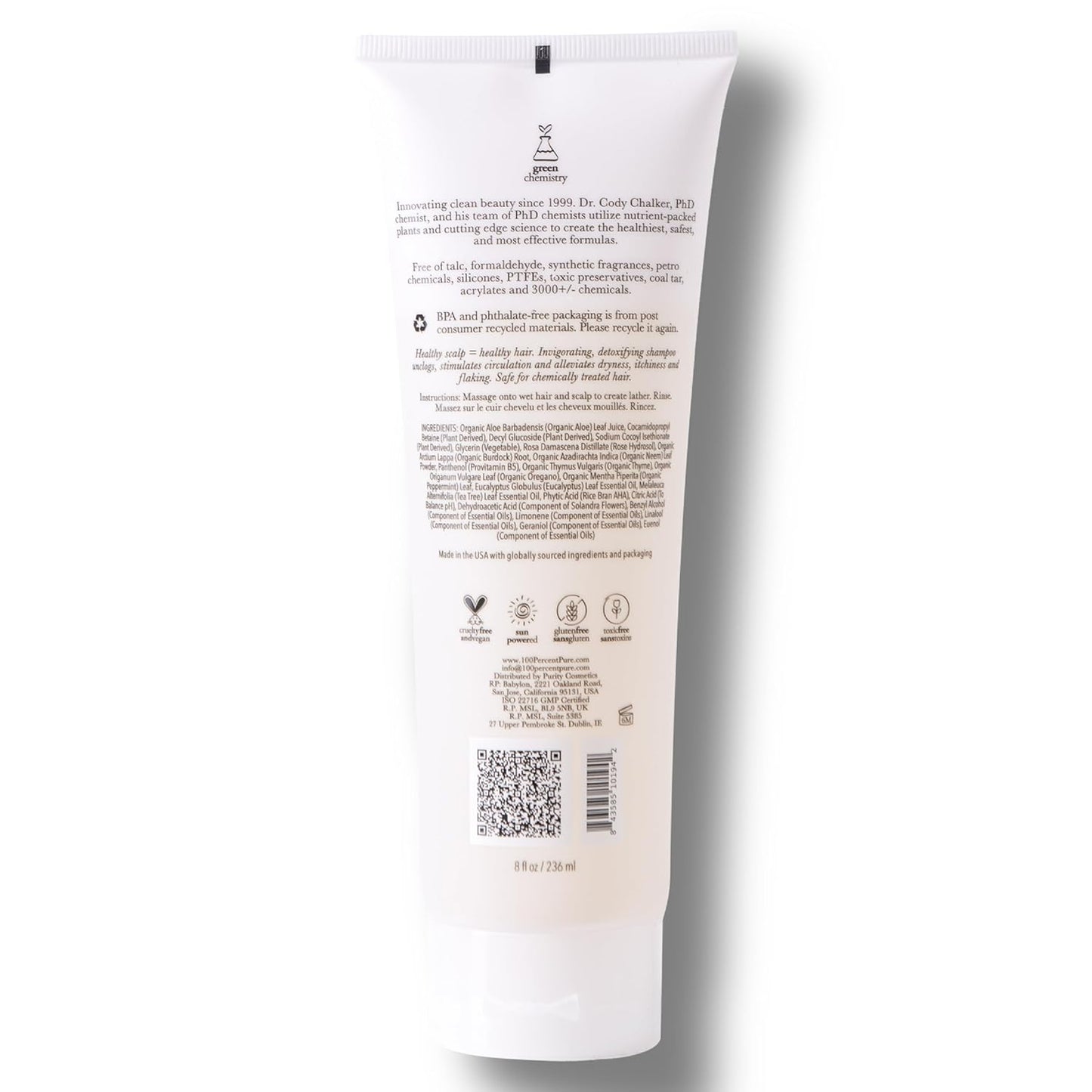 100% PURE Burdock & Neem Healthy Scalp Clarifying Shampoo Moisturizing Detox with Rose Hydrosol Replenishing Cleanser for Dry, Itchy, Flaky Scalp for Women & Men - 8 Fl Oz