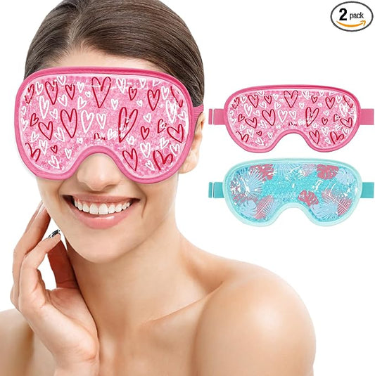 Cooling Eye Mask Cold Eye Compress Mask for Puffy Eyes, Reusable Eye Ice Pack Gel Ice Eye Mask for Tired Eyes, Eyes Surgery, Migraines, Stress Relief, Itchy Eyes, Skin Care, Eye Spa 2PCS