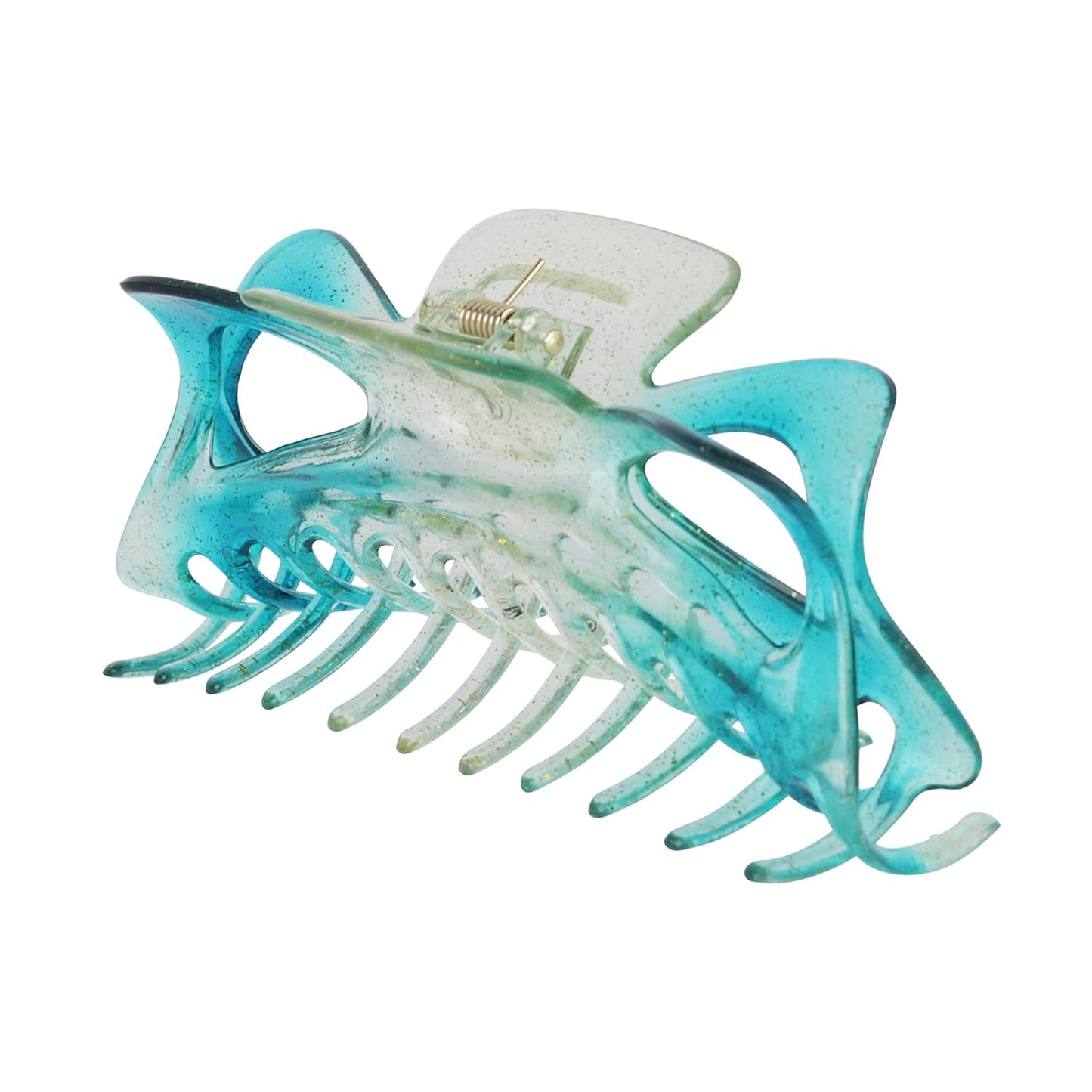Women's Jumbo Jaw Clip Extra Large Marbelized Hair Claw (Glitter Turquoise)