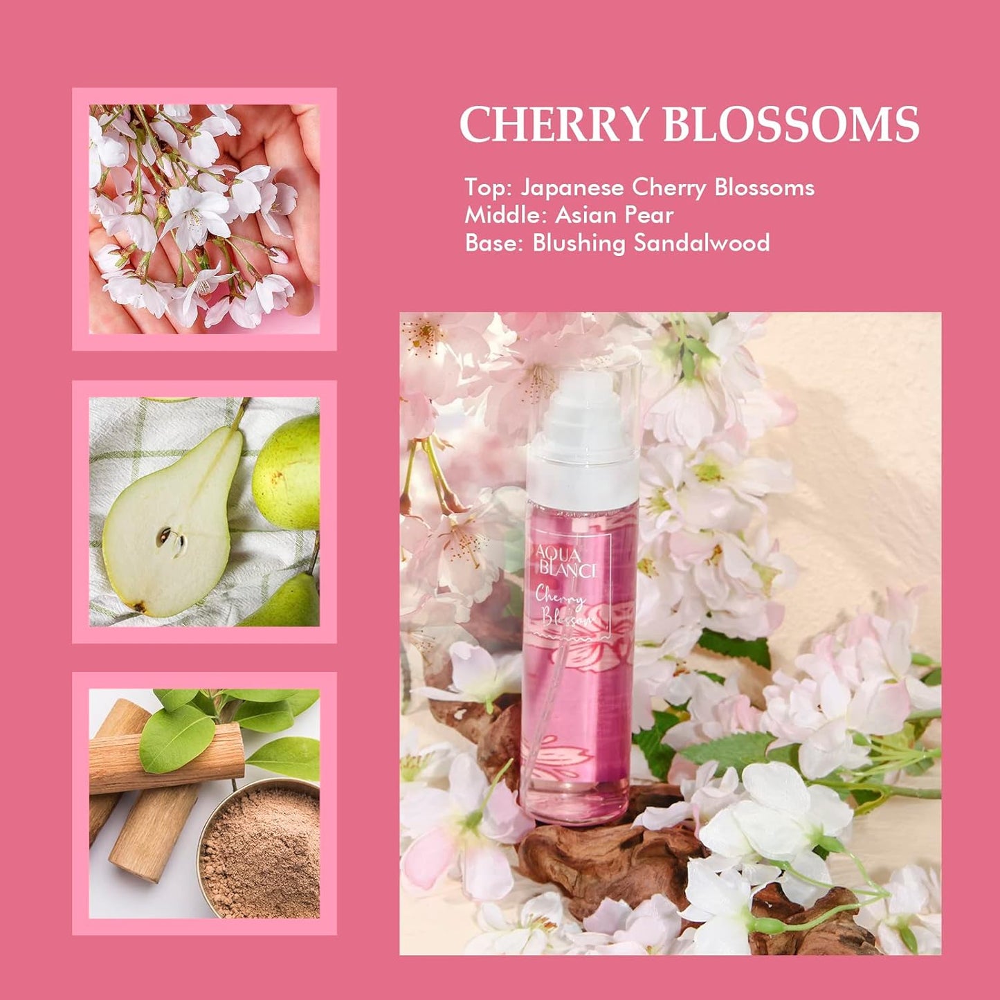 Body Spray for Women, Fragrance Mist Gift Set, Pack of 3, Each 3.4 Fl Oz, Total 10.2 Fl Oz, Cherry Blossoms, Stars, Night