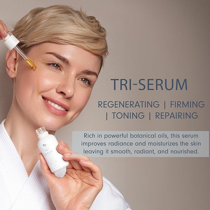 Tri-Serum, 3-in-1 Facial Serum with Natural Ingredients to Regenerate, Firm & Tone, and Repair Skin Barrier Function + Address Fine Lines and Wrinkles, For All Skin Types, 30 ml, 1 Fl Oz