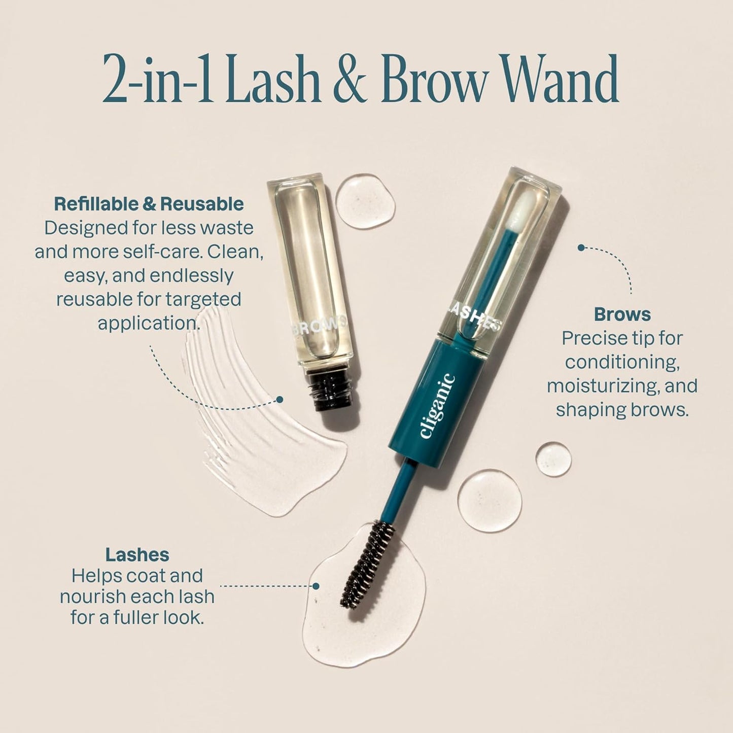 Cliganic Organic Castor Oil, 100% Pure (4oz Glass Bottle with Eyelash Kit) - For Eyelashes, Eyebrows, Hair & Skin (Packaging May Vary)