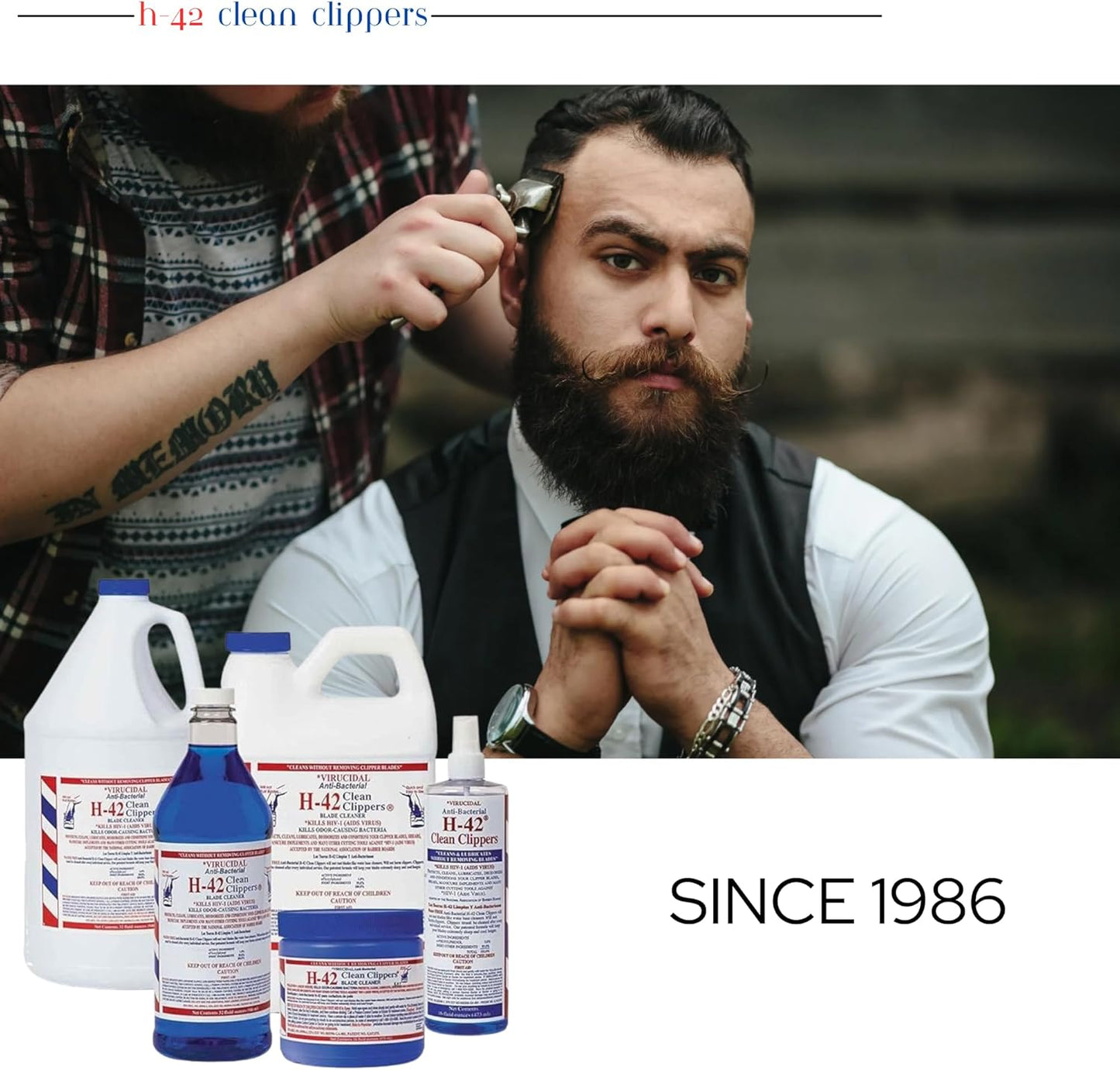 H-42 Clean Clippers Blade Cleaner with Brush - Jar 8oz (2 Pack)