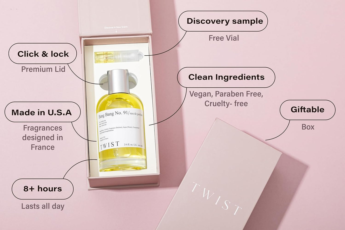 Twist Bang Bang No. 91 Inspired by Juliette Has a G- Not A Perfume, Long Lasting Perfume For Women, Paraben Free, Vegan, Clean Ingredients, Fragrance - Spray 100 ml | 3.4 fl. oz.