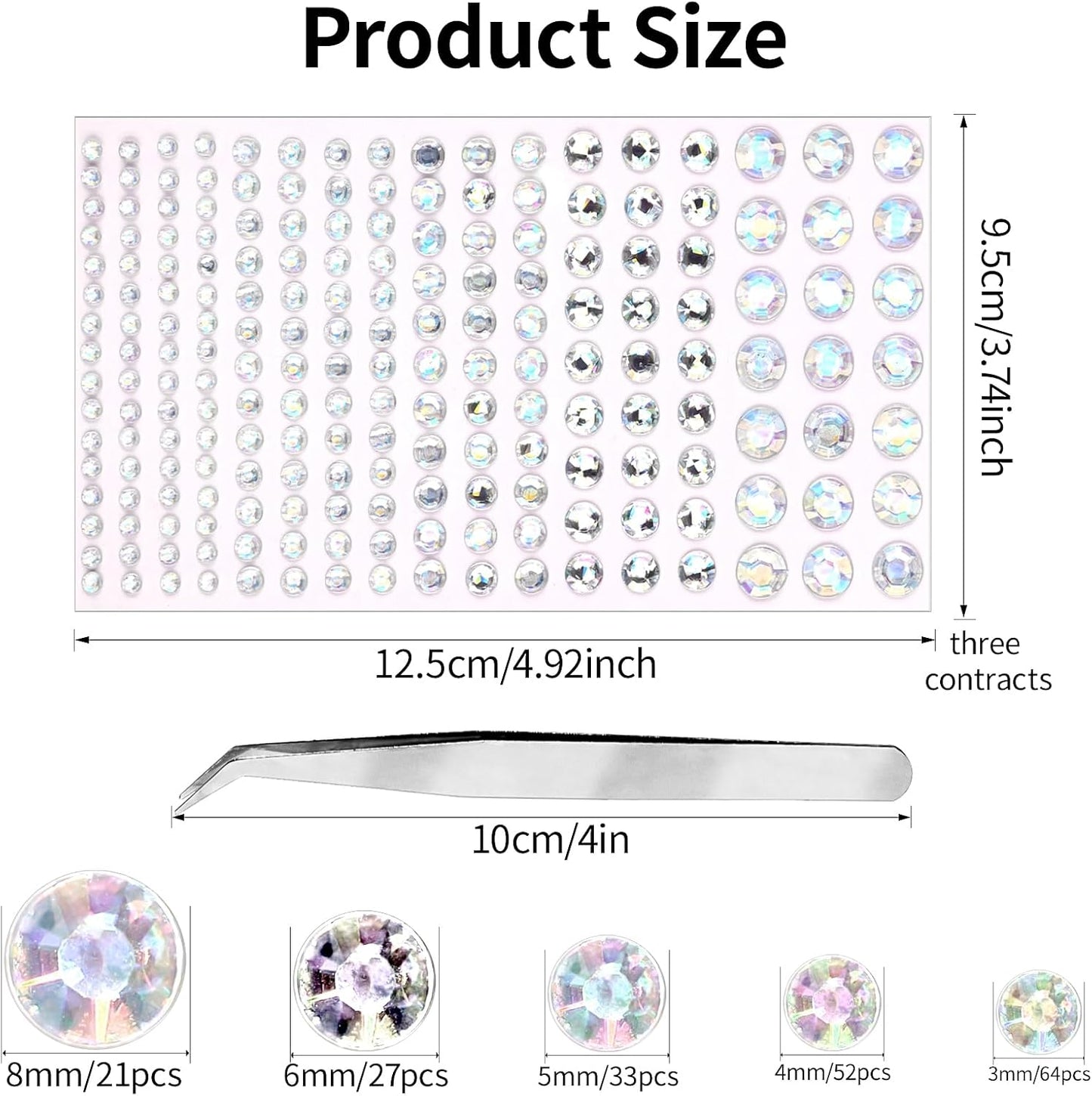 591pcs Face Gems Hair Gems Pearls, Self-Adhesive Face Jewels Eye Rhinestones 3/4/5/6/8 mm Face Gem Stick on, Halloween Makeup Gems Rave Accessories for Face Eyes Body Makeup (21.Laser Clear)