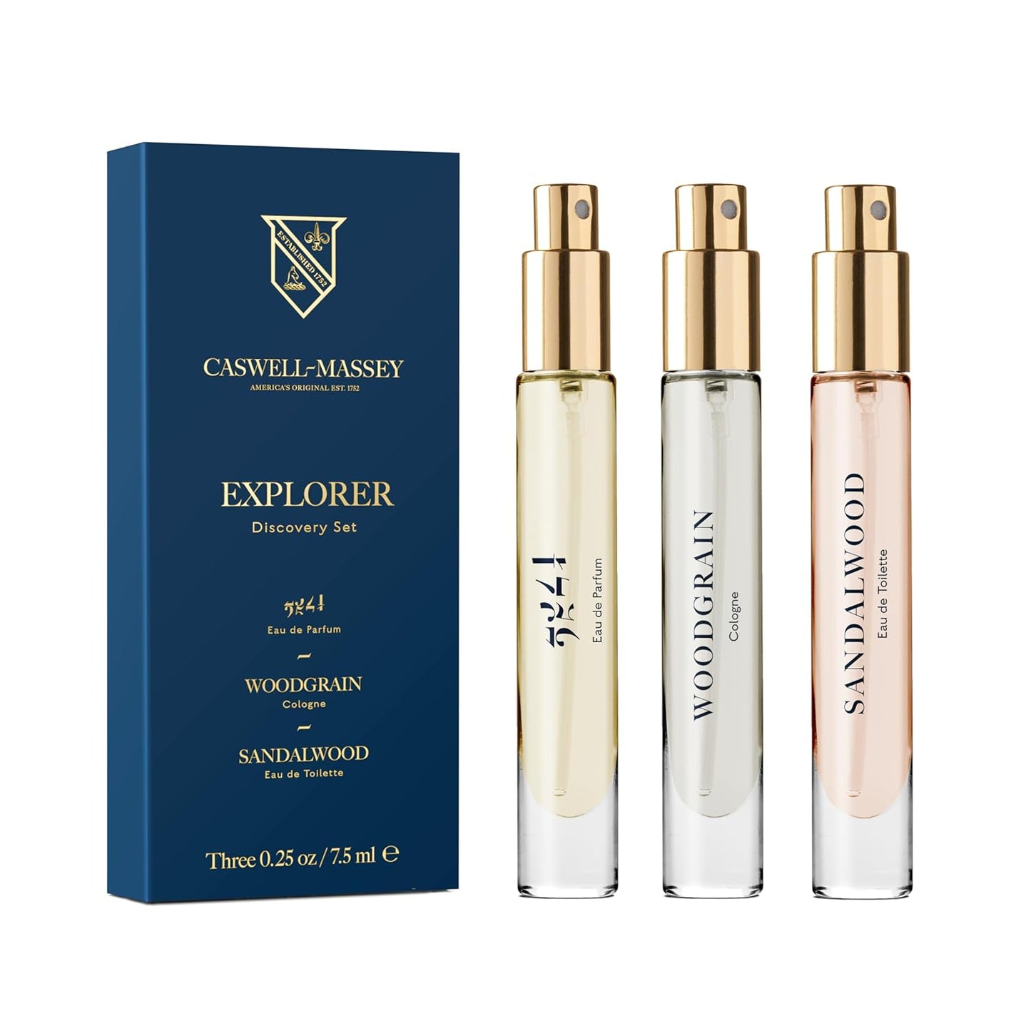 Caswell-Massey Iconic Discovery Set – Includes Sandalwood, Woodgrain, 2571 – Fragrance for Men, Travel Size, Made in USA, 0.25 Fl Oz Each
