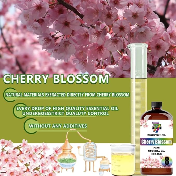 Cherry Blossom Essential Oil (8 oz/240 ml) - Cherry Blossom Oils Used in diffusers, humidifiers, Home Baths, Cleaning Products, Yoga, DIY Soaps and DIY Scented Candles