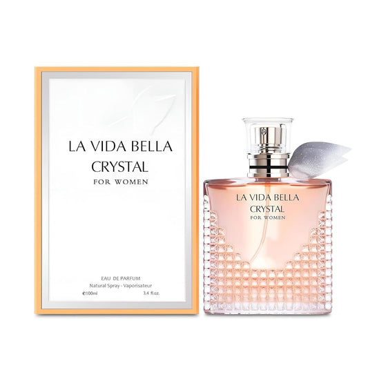 La Vida Bella Crystal Perfume for Women 100ml Eau de Parfum Spray with Coconut, Vanilla and Patchouli Notes Long Lasting Fragrance Daytime & Casual Use(3 Pack)