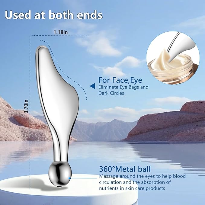 Stainless Steel Gua Sha Facial Tools Guasha for Face Metal Gua Sha Tighten Skin Massage,Guasha Beauty Tool Manual Massage Sticks for Jawline Sculpting,Puffiness Reducing and Body Massager