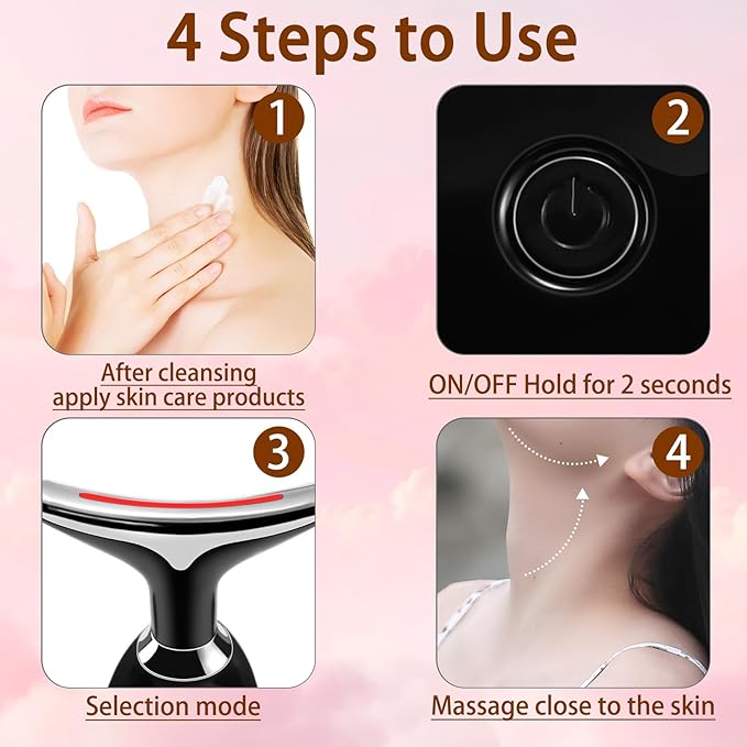 7-in-1 True Beauty Glow Facial Massager, Multifunctional Electric Red Light Therapy for Women (Black)