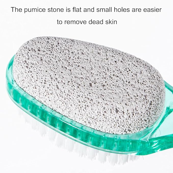 6 Pcs Foot Brush for Shower with Handle 2 in 1, Ooloveminso Large Foot Pumice Stone Brush Scrubber Foot File Calluses Remove Suitable for Horniness Foot Spa, Foot Care Smooth Skin (Green)
