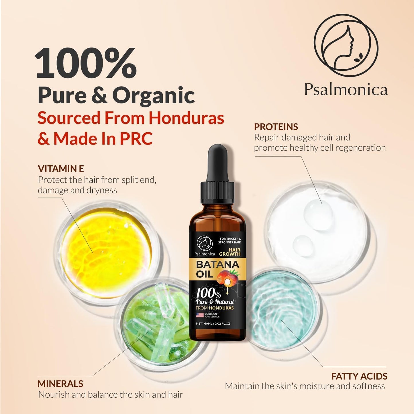 Hair Growth Serum: Rosemary Batana Castor Oil Rice Water Biotin Hair Oils for Hair Growth - Hair Growth Thickening Product - Hair Loss Treatments for Women Men(1.99fl oz)