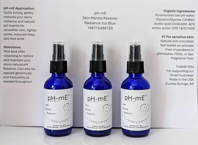 Natural Organic Skin Restoring Mist Balances Low pH 4..5 Facial Mist Gently Heal Replenish Rejuvenate with Organic Oils Peptides minerals smooth skin Less Inflammation Blue, 2oz Normal skin.
