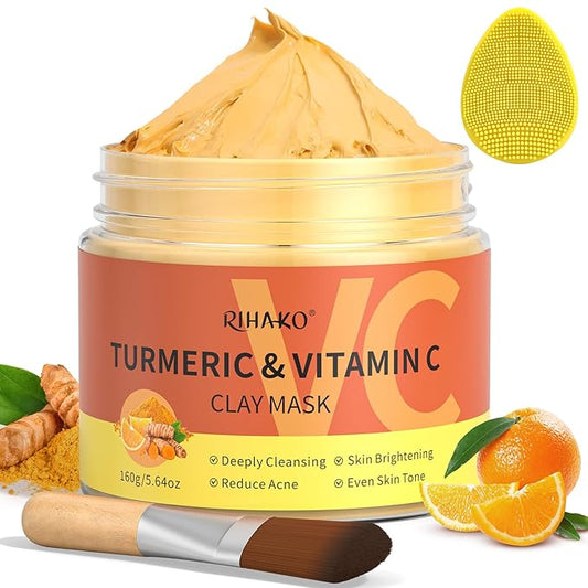Turmeric Vitamin C Clay Mask| Deep Cleansing Facial Clay Mask for Dark Spots, Dull Skin, Refining Pores and Controlling Oil,Dark Spot Remover for Face,Face Masks Skincare-Gift for Him & Her