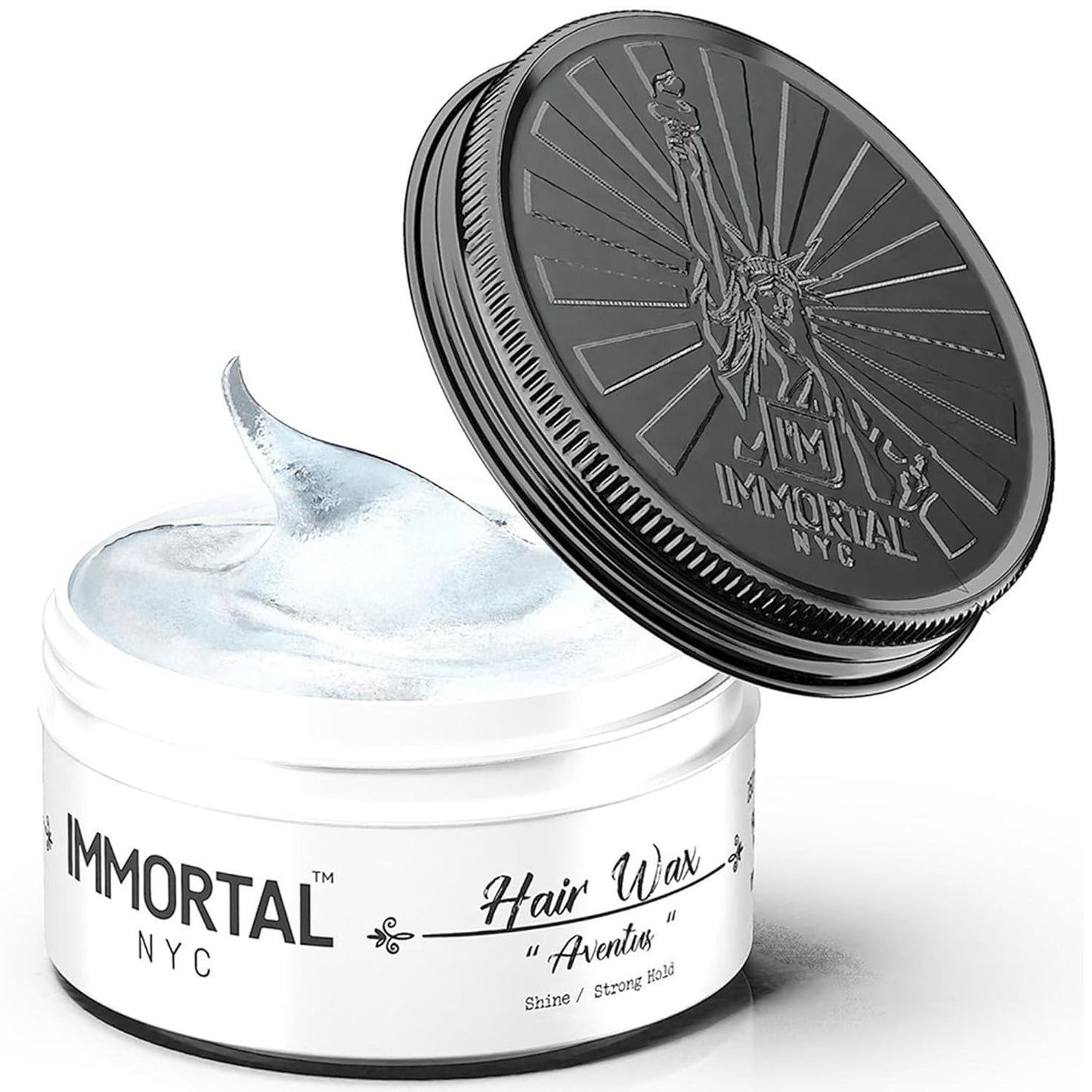 Immortal NYC Hair Waxes for Men - Aventus Extra Strong Hold, Low Shine Hair Wax - Mens Water Based, No Residue Non-Greasy Hair Paste -Pomade- All Natural Styling Wax for All Hair Types