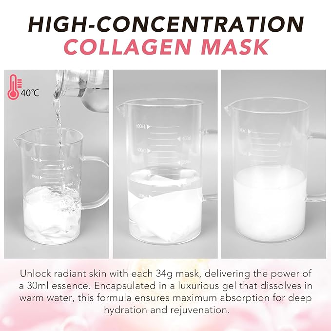 Collagen Face Mask, Hydrating Overnight Hydrogel Mask, Elasticity Improvement, Firming, Moisturizing-8 Pack
