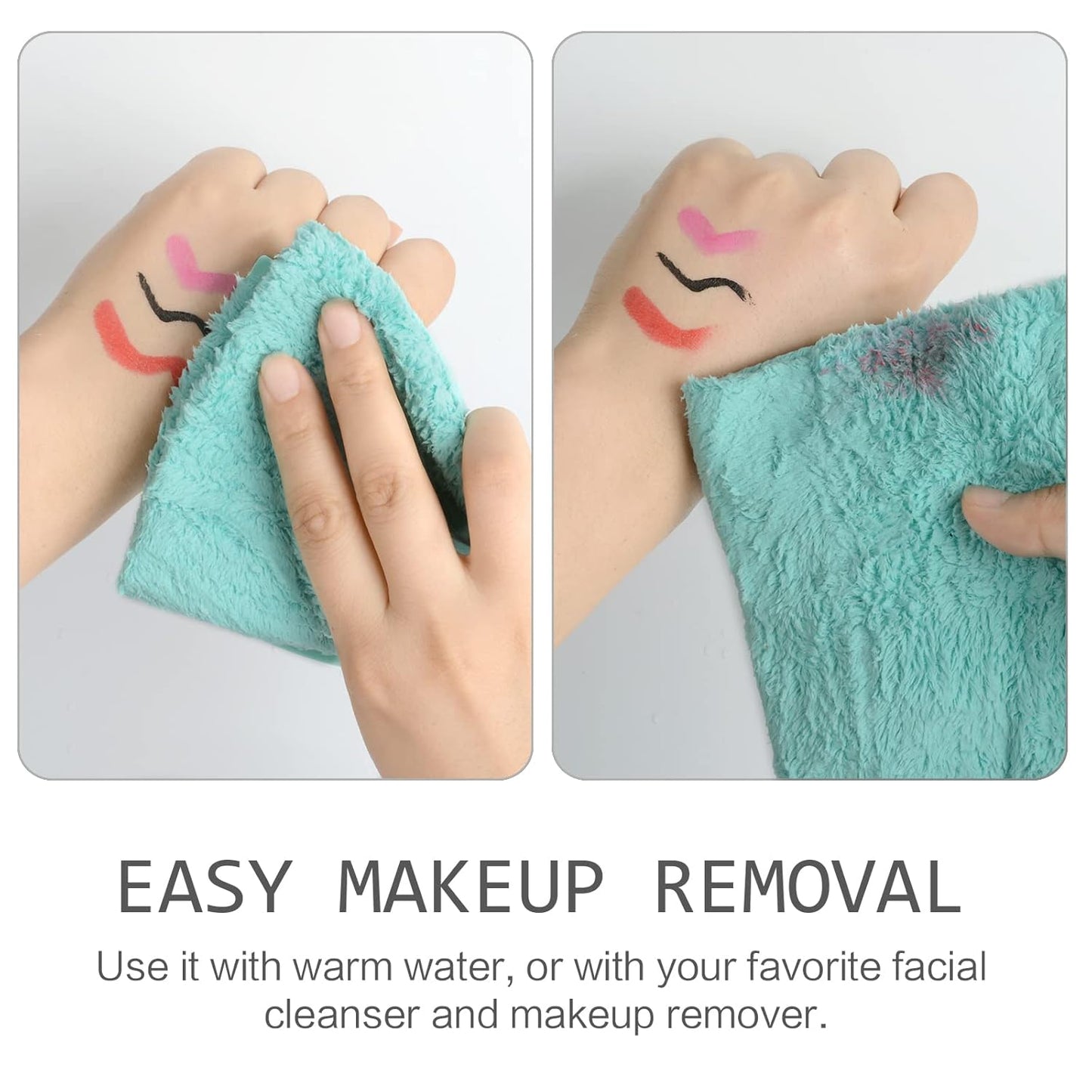 SINLAND Microfiber Face Cloths Reusable Makeup Remover Washcloths Super Soft and Absorbent Fingertip Face Towels for Sensitive Skin Women 12 x 12 Inch 6 Pack