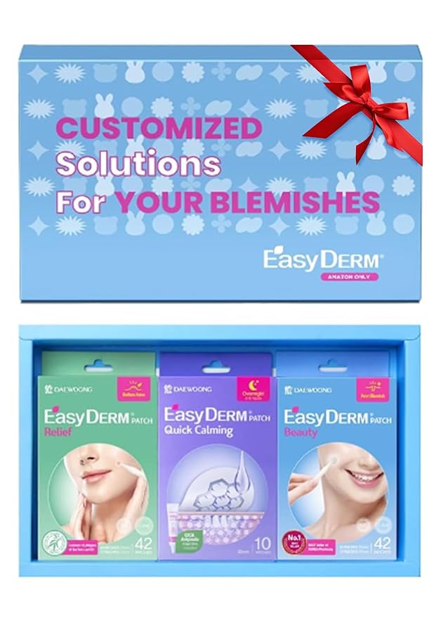 EasyDerm 3-Type Pimple Patches Gift Set, Acne care soluution, Korean Spot Patch to Cover ZitsㅣQuick Calming(10ea) + Relief(42ea) + Beauty Patches(42ea)ㅣTeen girl gifts trendy stuff