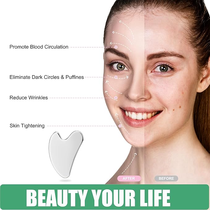 Ice Roller and Gua Sha Skin Care Tool Set, Face Roller for Women, Gua Sha Tool for Face, Facial Skin Care Kits for Puffiness Reducing Muscle Relaxing Wrinkles Relieving, Self Care Gift for Women