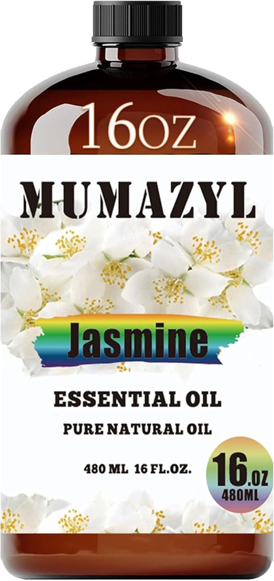 Jasmine Essential Oil, Jasmine Oil 16 Fl Oz 480ML for Diffuser Humidifier Yoga Cleaning DIY Candle Soap Making Essential Oils