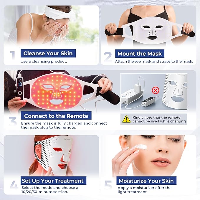 Red Light Therapy for Face, Advanced LED Face Mask Light Therapy, Red Light Therapy Mask - Red, Blue & Infrared Light Therapy for Acne, Wrinkles & Skin Rejuvenation | Enhanced Eye Protection