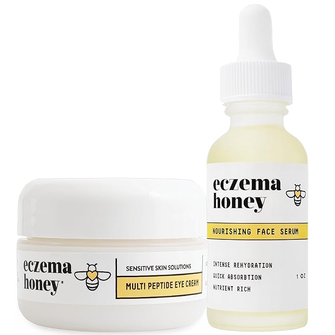 ECZEMA HONEY Multi Peptide Eye Cream & Nourishing Face Serum - Bundle for Sensitive & Dry Skin - Cruelty Free
