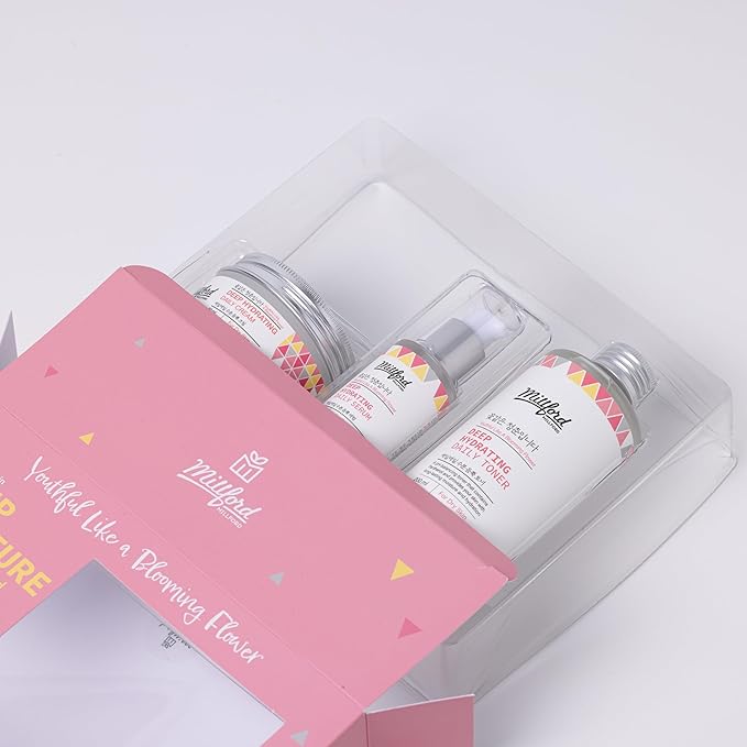 Deep Moisture Skincare Set with Panthenol and Hyaluronic Acid for Dry Skin, Moisturizing, Hydrating, Soothing, Face Moisturizing Set, Korean Skin Care, Gift Set