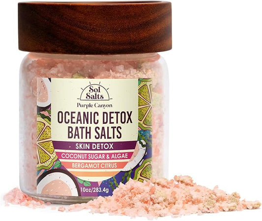 PURPLE CANYON SolSalts Oceanic Detox Bath Salts 10oz | Bergamot Citrus Scented Soak with Hydrating Minerals | Skin Hydrating Mineral Bath