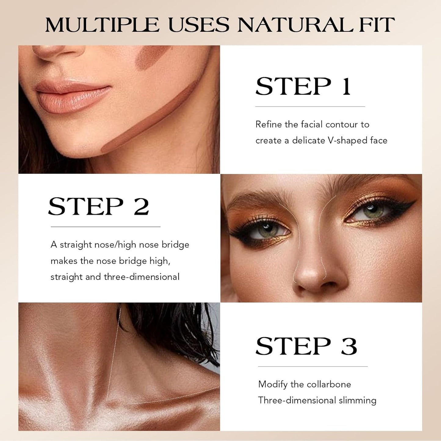 Nose Contour & Highlighting Stick with Brush - Umber | 2-in-1 Fine Tip Design for a Softly Sculpted, Lifted Look