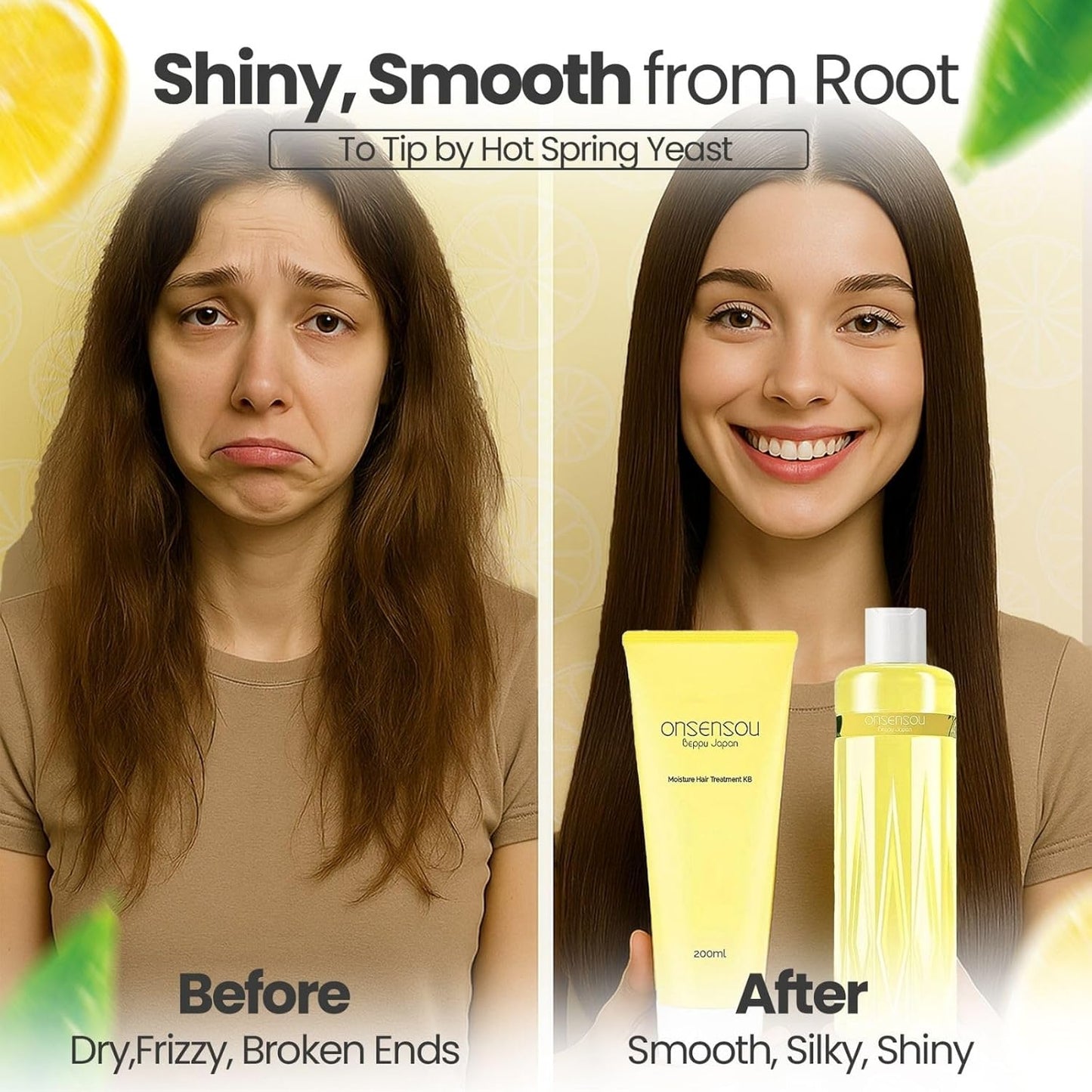 Dry Scalp Treatment for Dry, Damaged Hair Women & Men, Deep Conditioner with Green Algae Extract, Hot Spring Yeast & Honey from Japan, for Frizzy or Curly Hair, Citrus Scent, 6.76 Fl Oz