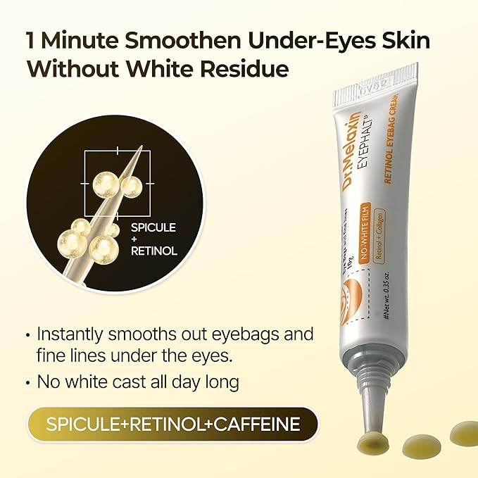 Retinol Eyebag Cream for Puffiness, Dark Circles & Fine Lines, Wrinkle, EGF Anti-Aging Under Eye Moisturizer with Niacinamide&Ceramide Makeup friendly korean skin care