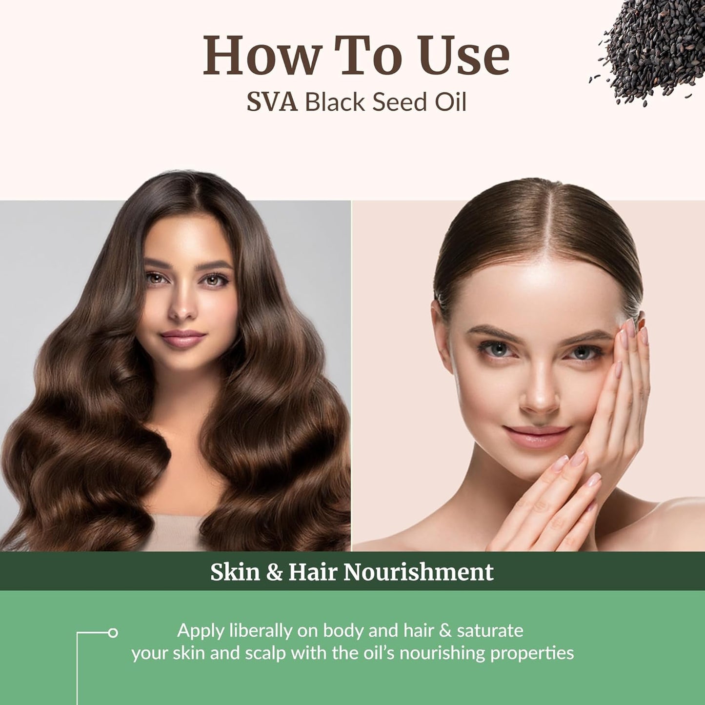 SVA Black Seed Oil - 4 Fl Oz – 100% Natural Cold Pressed Black Seed Oil - for Face, Skin Care, Hair Care, Scalp Massage & Body Massage – Carrier Oil with Dropper