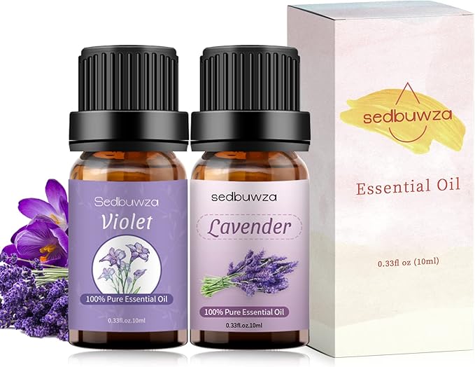Violet Oil Lavender Essential Oil Gift Set, 100% Pure Organic Aromatherapy Oils Gift Set for Diffuser, Massage, Soap, Candle Making - 2 x 10ml