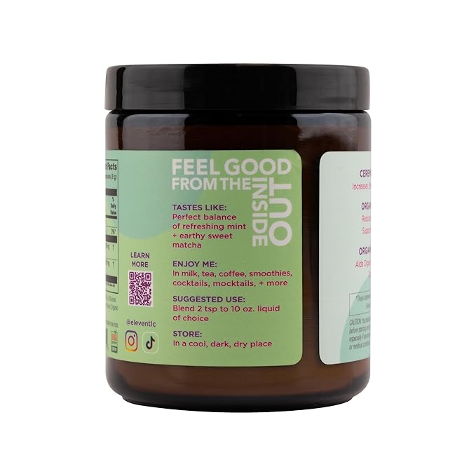 Eleven TLC, Lavender Minty Matcha Powder Ceremonial Grade Wellness Drink Mix, (Sourced from Japan) Vegan Flavored Matcha Latte, Amber Non-Reactive Glass Jar, 21 Servings