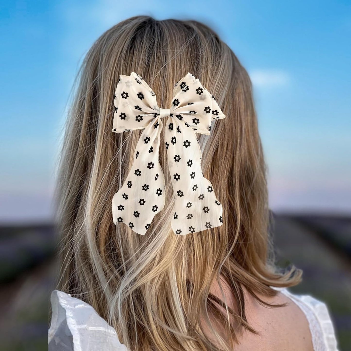 4PCS Big Ribbon Hair Bows, Oversized Long-tail Hair Clips, Large Hair Barrettes, for Women and Girls Hair Styling Accessories, 4 Styles, (Butterfly, Flower, Heart, Circle)