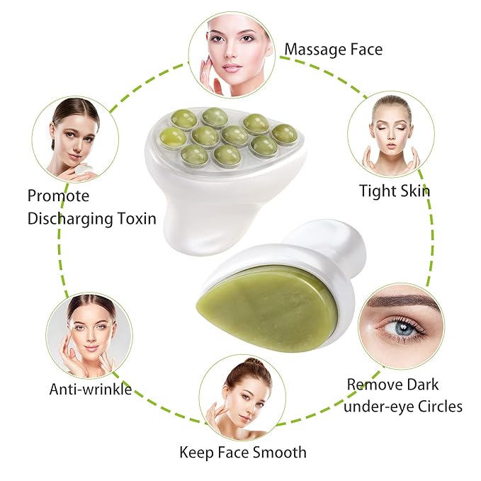 Jade Roller & Gua Sha Facial Tools Face Roller for Skin Care,Facial Roller Gua Sha Tool for Puffiness and Redness Reducing Skin Care Routine