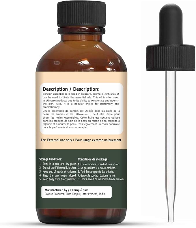 Benzoin (Styrax Benzoin) Oil | Pure & Natural Essential Oil for Skincare, Aroma & Diffusers - 30ml/1.01fl oz