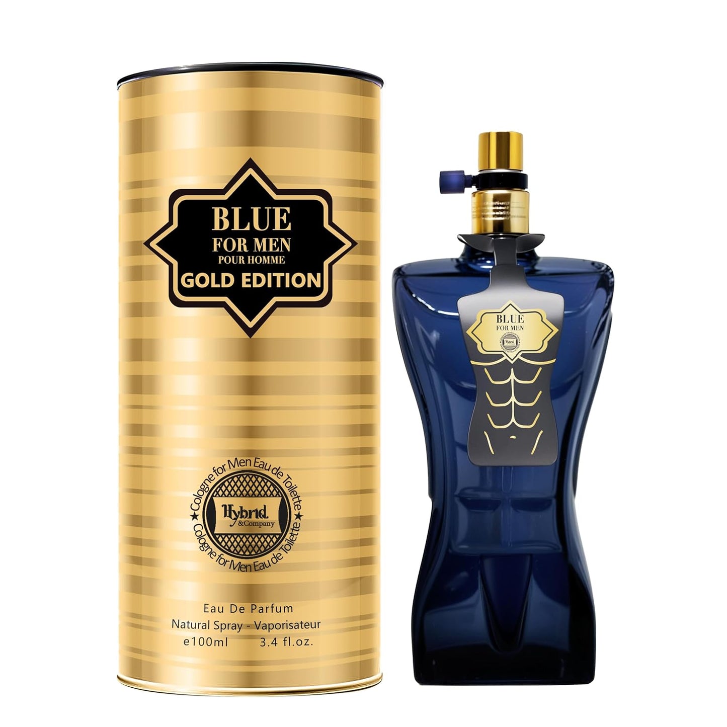 Hybrid & Company Blue For Men Gold Edition For Men Eau De Parfum Vaporisateur Natural Spray 3.4 Fl Oz